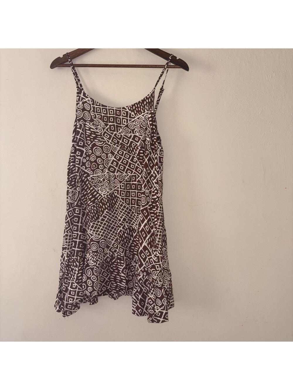 Urban Outfitters Brown and White Geometric Print Mini Dress Size Small